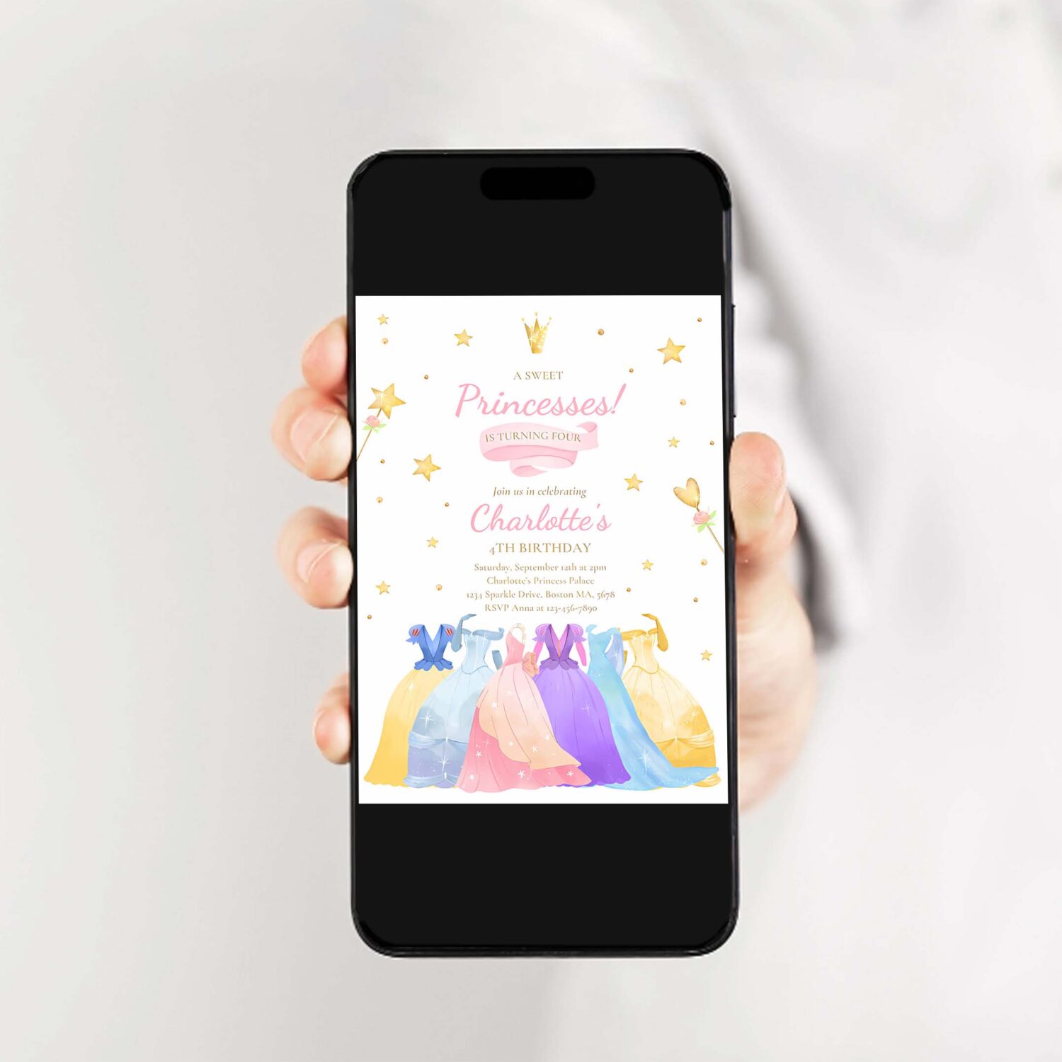 Editable princess birthday invite princess dress up invitation magical whimsical royal princess party 2