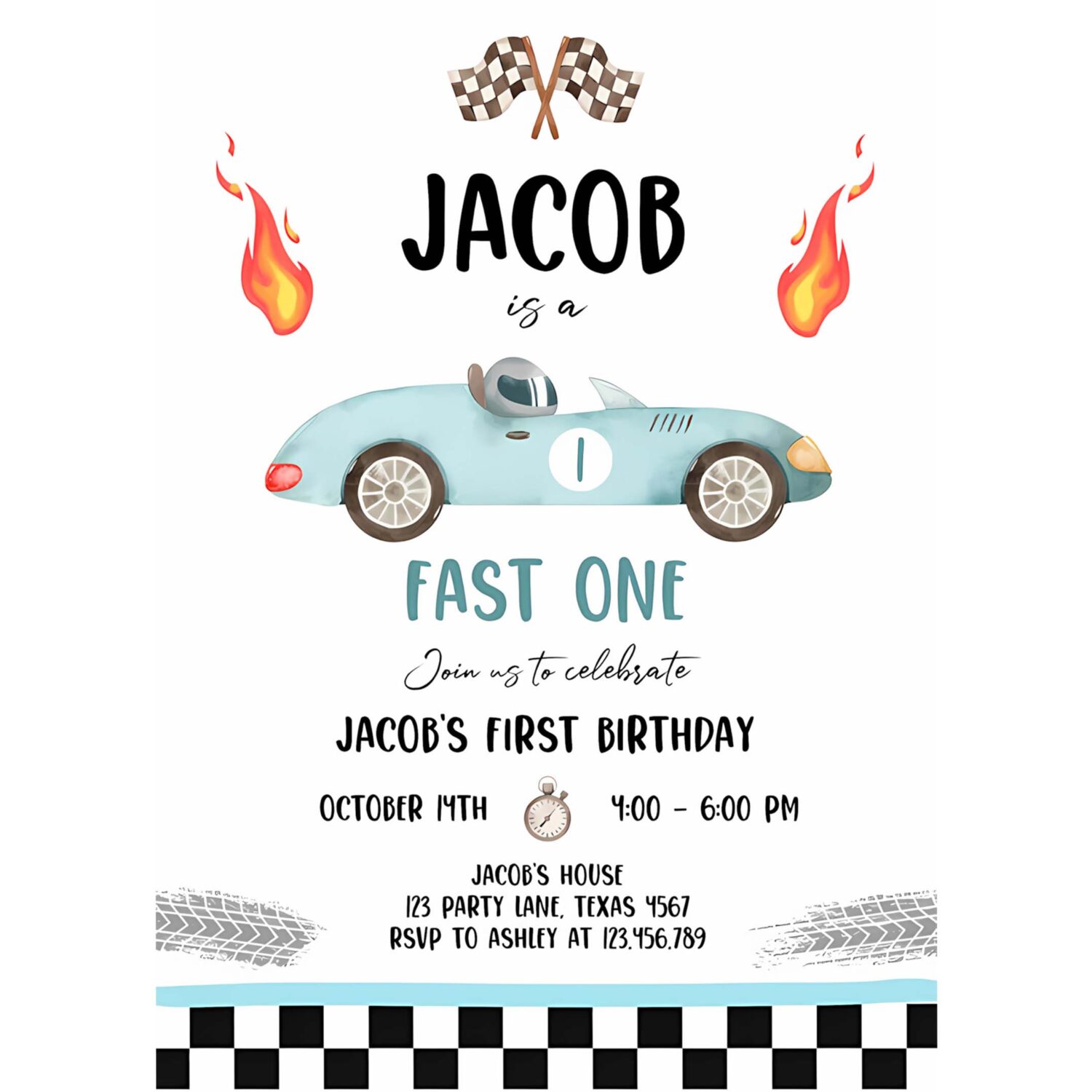 Editable race car 1st birthday invitation fast one invite first birthday racing party boy download printable template digital corjl 0424 4