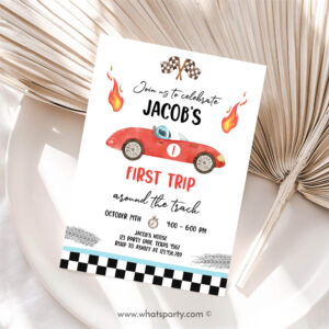Racing Car Invitation, Race Car 1st Birthday, Birthday Invitation Party, First Birthday, Trip Around the Track Invitation