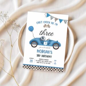 Editable race car 3rd birthday invitation cant catch me im three race car 3rd birthday party instant download db5 1