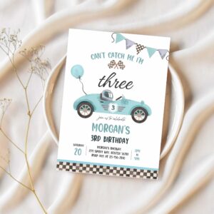 Editable race car 3rd birthday invitation cant catch me im three race car 3rd birthday party instant download e5 1