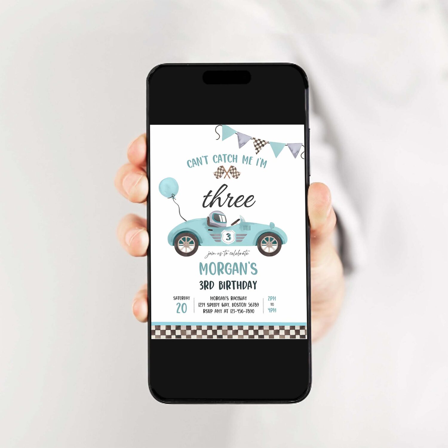 Editable race car 3rd birthday invitation cant catch me im three race car 3rd birthday party instant download e5 2