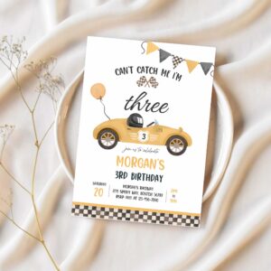 Editable race car 3rd birthday invitation cant catch me im three race car 3rd birthday party instant download ew3 1