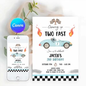 Racing Car Invitation, Racing Car Birthday Invitation
