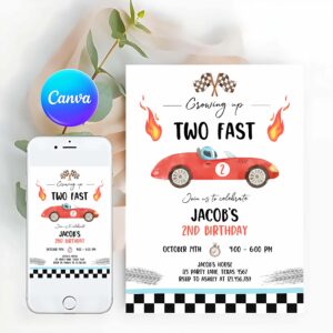Racing Car Invitation, Racing Car Birthday Invitation
