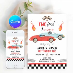 Racing Car Invitation, Racing Car Birthday Invitation
