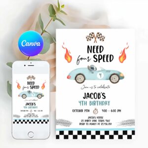 Racing Car Invitation, Racing Car Birthday Invitation
