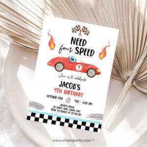 Racing Car Invitation, Racing Car Birthday Party, Need Four Speed Invitation 4th Birthday, Need Invitation