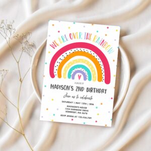 Editable rainbow birthday invitation bright rainbow party invitation colorful rainbow birthday modern rainbow party 1