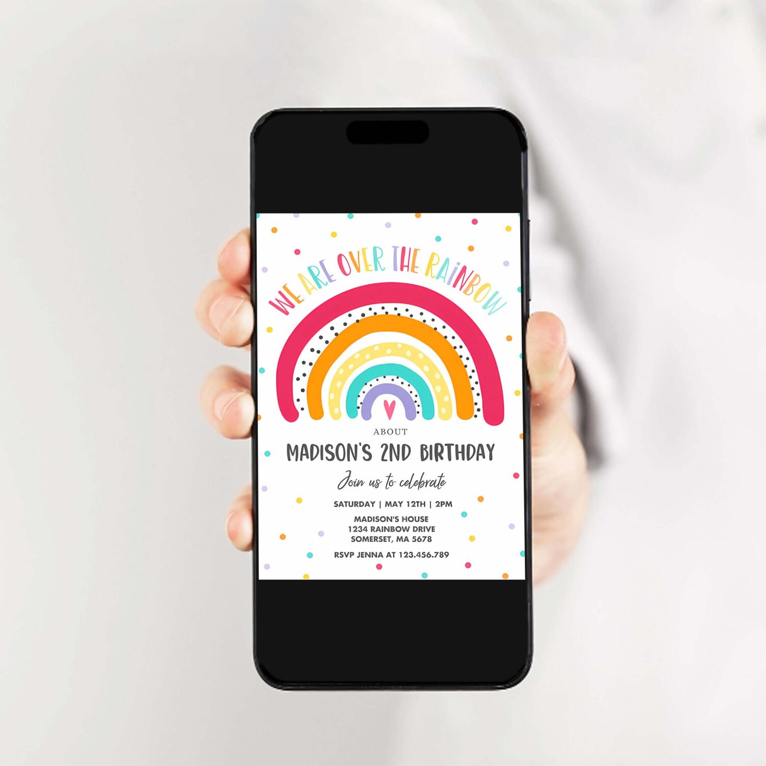 Editable rainbow birthday invitation bright rainbow party invitation colorful rainbow birthday modern rainbow party 2
