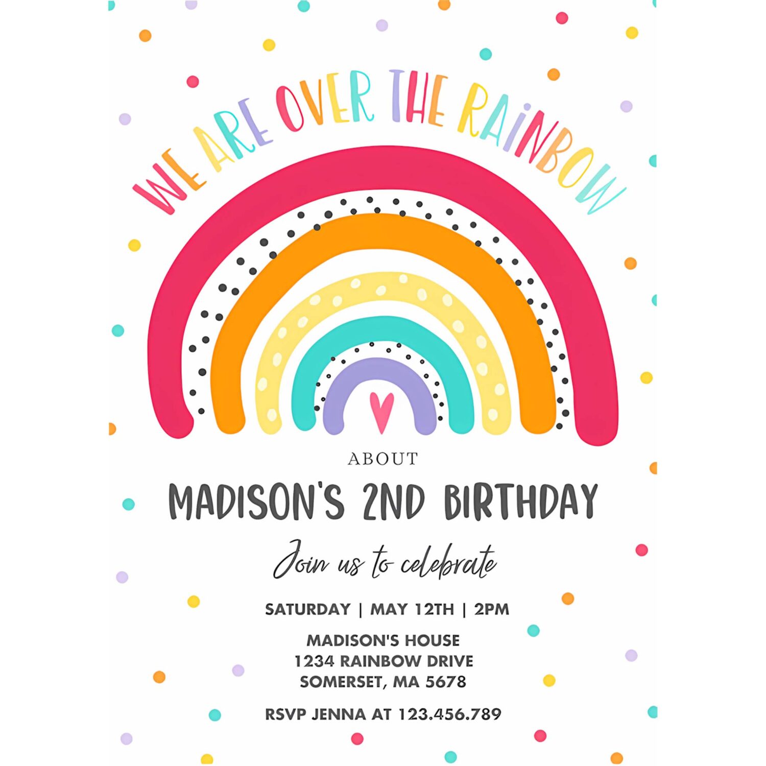 Editable rainbow birthday invitation bright rainbow party invitation colorful rainbow birthday modern rainbow party 4