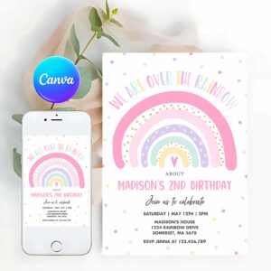 Rainbow Invitation, Rainbow Birthday Invitation