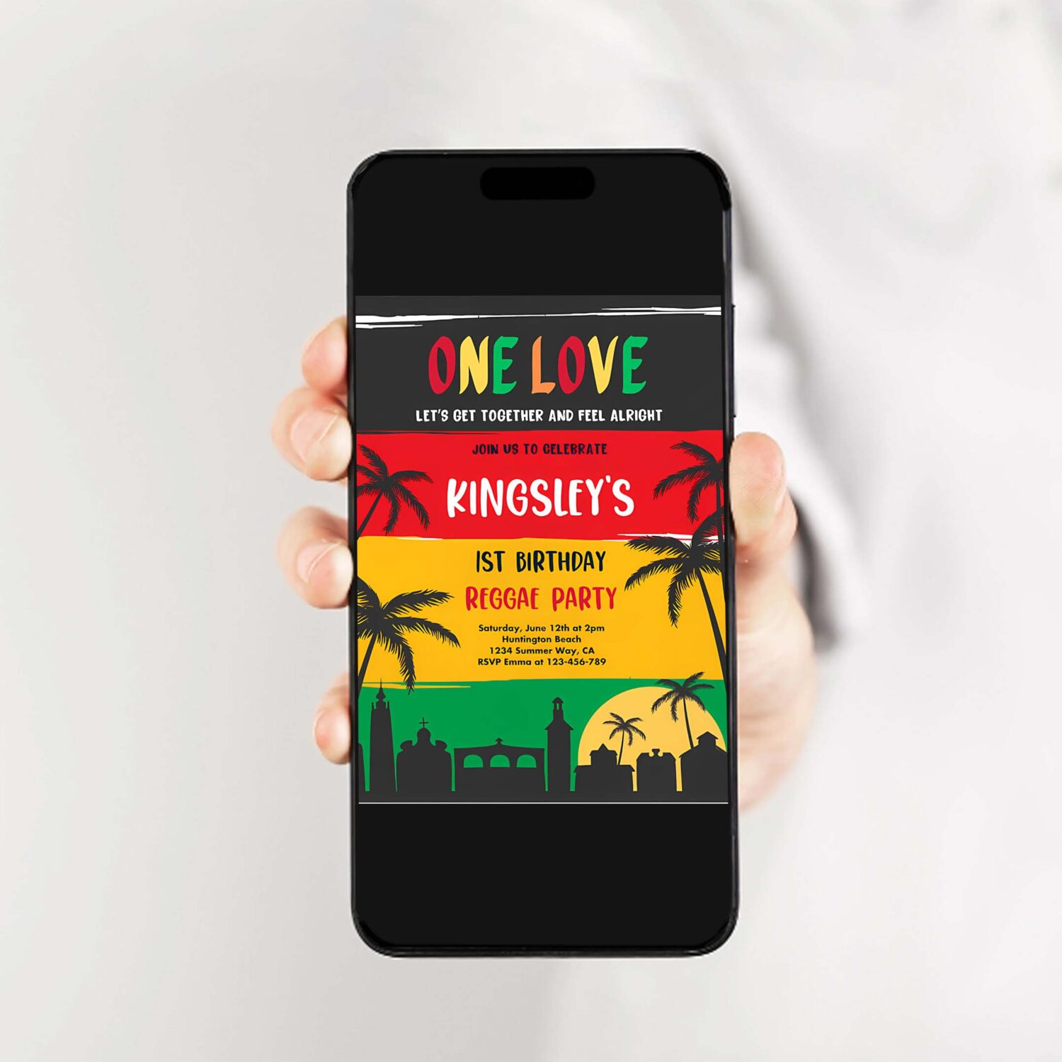 Editable reggae birthday party invitation reggae one love 1st birthday party jamaican theme reggae music birthday party 2