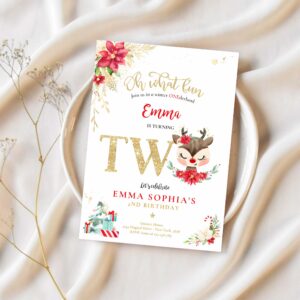 Editable reindeer winter wonderland birthday invitation reindeer christmas 2nd birthday invite christmas 2nd birthday 1