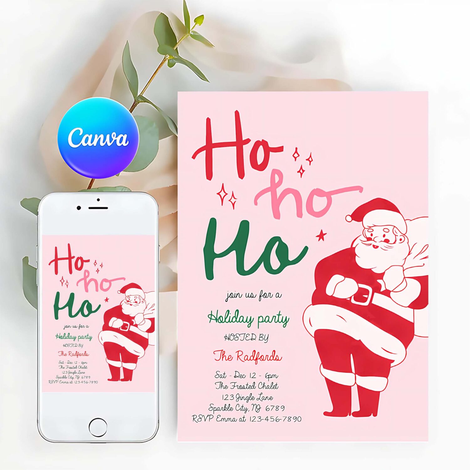 Editable retro santa christmas party invitation retro santa ho ho ho holiday party holiday cocktail party instant download jj9