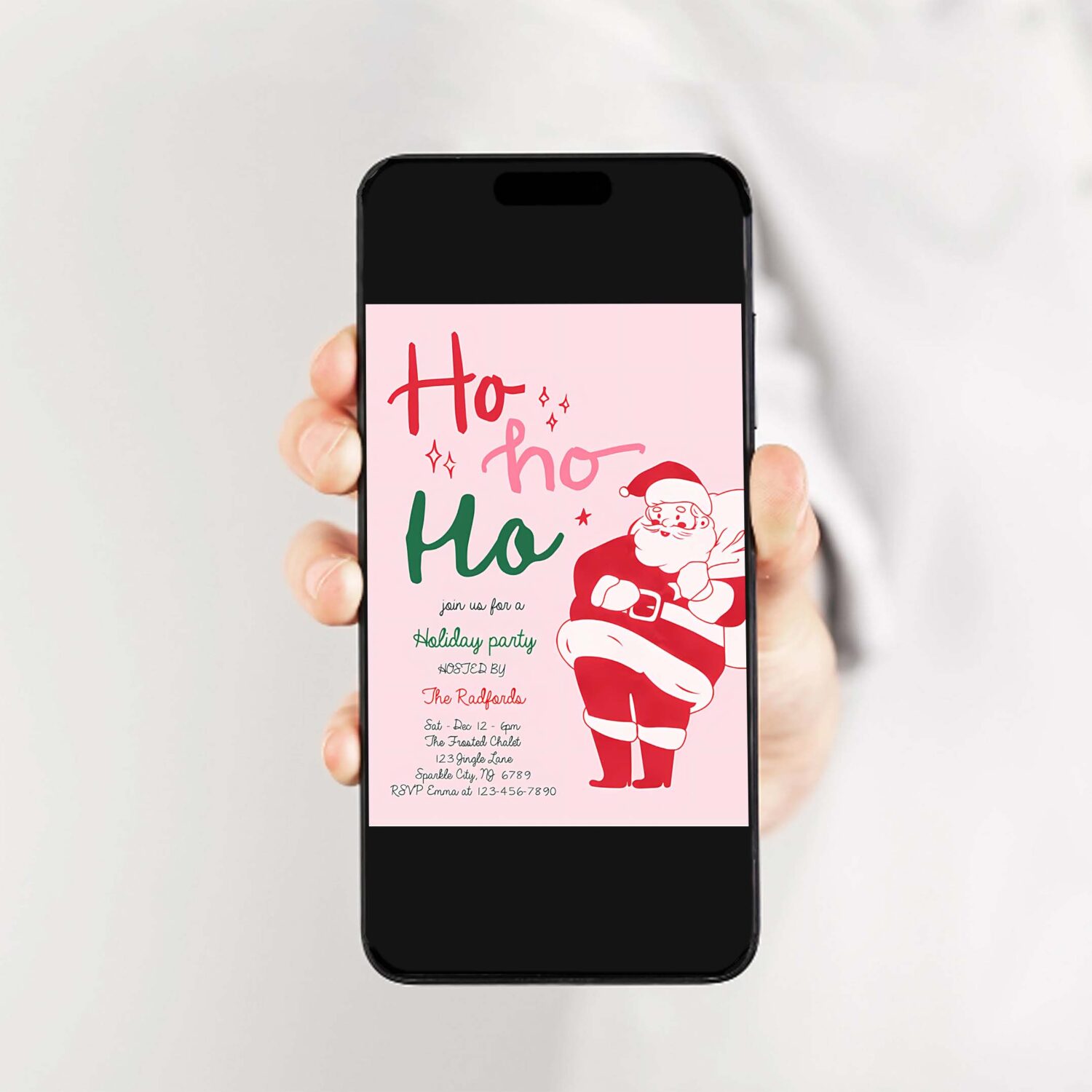 Editable retro santa christmas party invitation retro santa ho ho ho holiday party holiday cocktail party instant download jj9 2