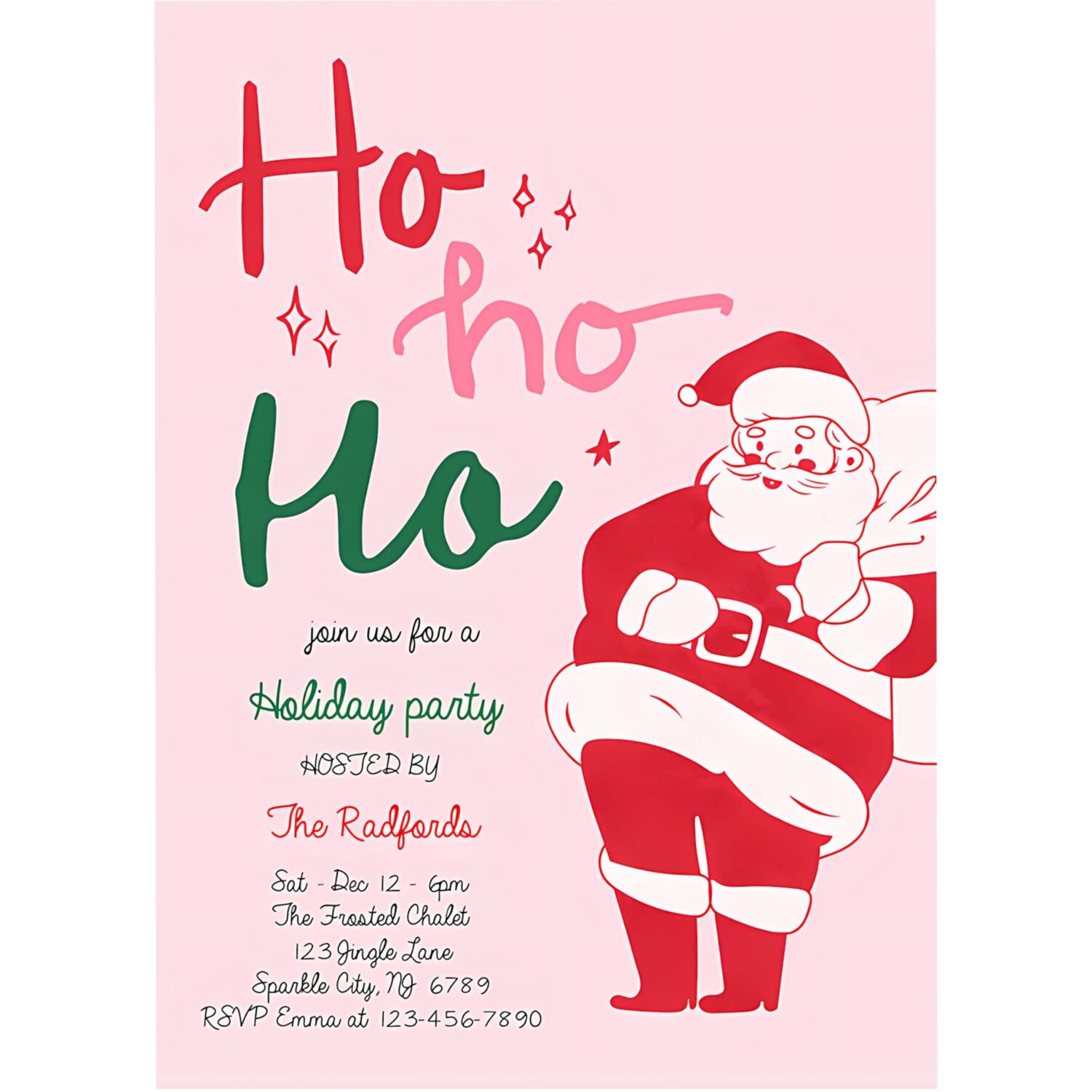 Editable retro santa christmas party invitation retro santa ho ho ho holiday party holiday cocktail party instant download jj9 4