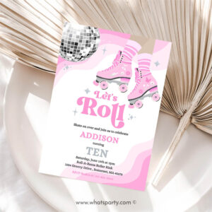 Ice Skating Invitation, Roller Skating Birthday Party Invitation Groovy Retro Roller Skating Birthday Invitation