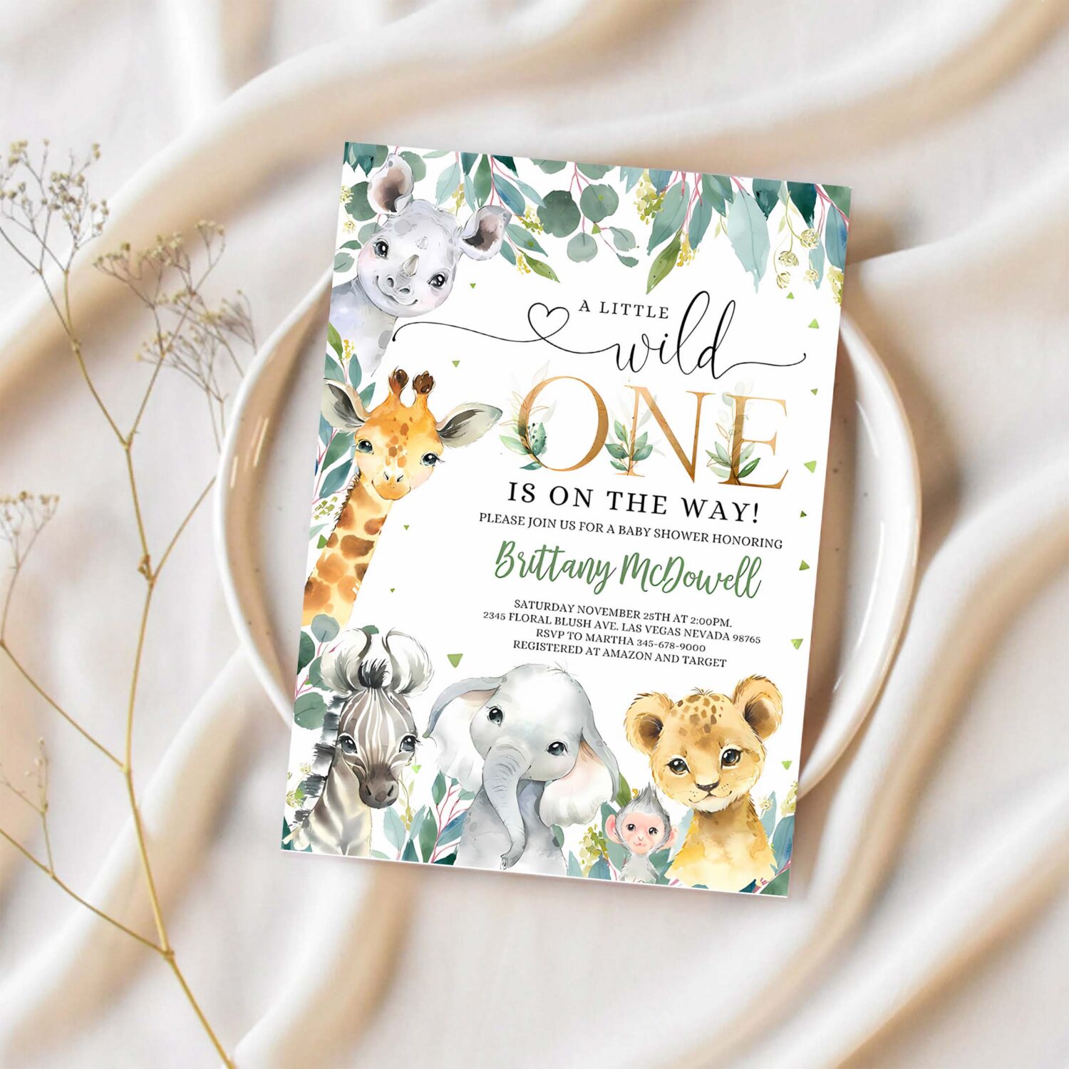 Editable safari baby shower invitation wild one jungle baby shower invite baby shower boy baby boy party invitation 1