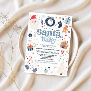 Editable santa baby invitation santa christmas baby shower invitation santa baby shower red and blue christmas shower instant download hhu 1