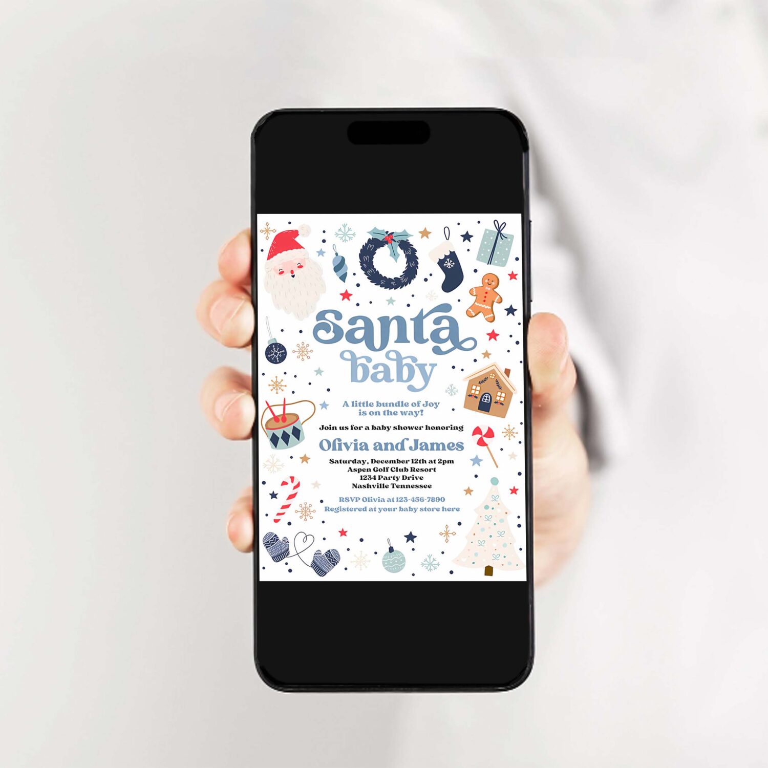 Editable santa baby invitation santa christmas baby shower invitation santa baby shower red and blue christmas shower instant download hhu 2