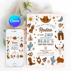 Second Rodeo Invitation, Second Rodeo Cowboy Birthday Party Invitation
