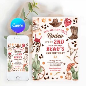 Second Rodeo Invitation, Second Rodeo Cowboy Birthday Party Invitation