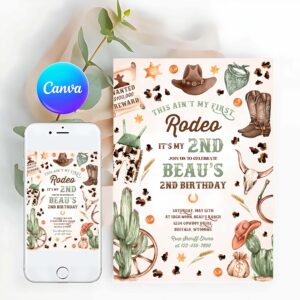 Second Rodeo Invitation, Second Rodeo Cowboy Birthday Party Invitation