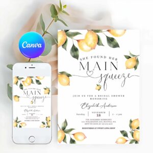 Lemon Invitation, She Found Her Main Squeeze Invitation Rustic Lemon Bridal Shower Invitation