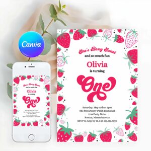 Berry Sweet Invitation, She Is Berry Sweet 1st Birthday, Birthday Party Invitation, Berry Sweet 1st Birthday Invitation
