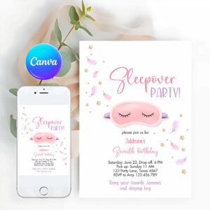 Slumber Invitation, Slumber Party, Birthday Invitation