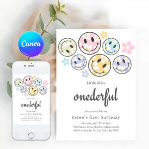 Daisy Invitation, Smiley Daisy Face Birthday Invitation