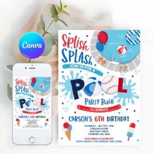 Pool Party Invitation, Soccer Pool Party Invitation