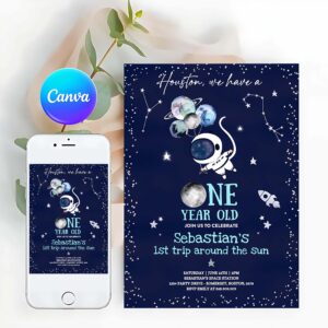 Spa Party Invitation, Space 1st Birthday, Birthday Party Invitation