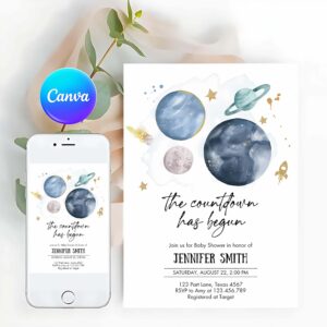 Outer Space Invitation, Space Baby Shower Invitation