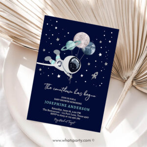 Outer Space Invitation, Galaxy Outer Space It's a Boy Blue Planets Moon Countdown Invitation