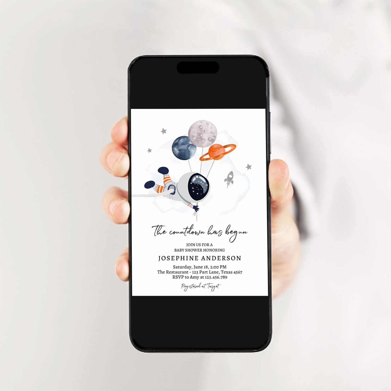 Editable space baby shower invitation galaxy outer space its a boy gold planets moon countdown invite template instant download corjl 0366 2