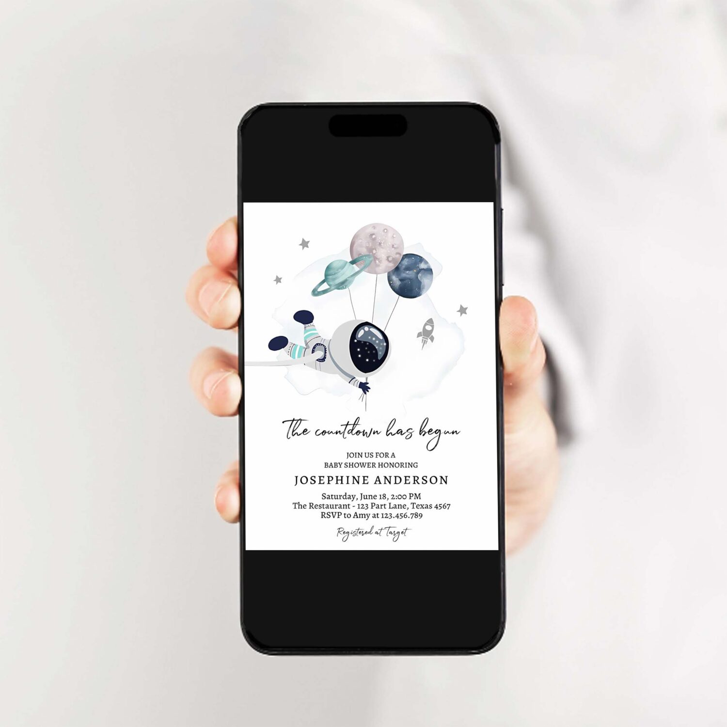 Editable space baby shower invitations galaxy outer space its a boy blue planets moon countdown invite template instant download corjl 0366 2