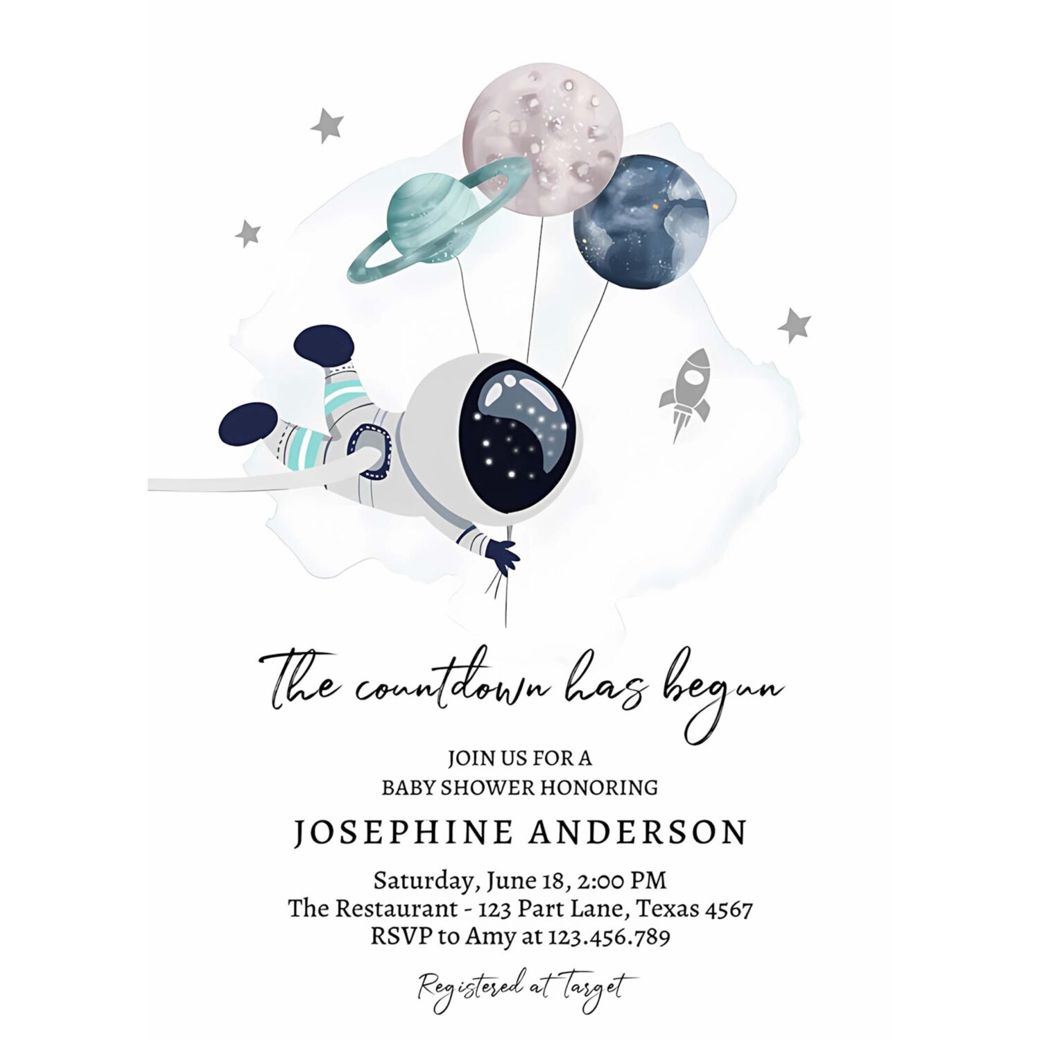 Editable space baby shower invitations galaxy outer space its a boy blue planets moon countdown invite template instant download corjl 0366 4