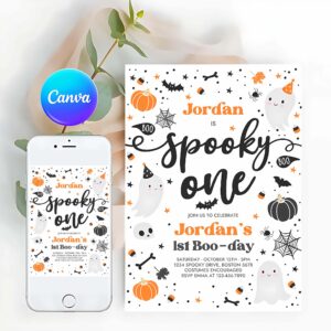 Spooktacular Invitation, Spooky One Halloween Ghost 1st Birthday Party Invitation Cute Boy Ghost 1st Birthday Spooktacular 1st Birthday