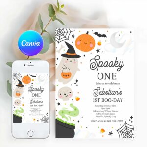 One Spooky Invitation, Spooky One Halloween Ghost 1st Birthday Party Invitation Spooktacular Ghost Halloween Birthday Party Invite