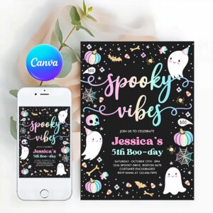 Spooky Vibes Invitation, Spooky Vibes Halloween Ghost Any Age Birthday Party Invitation Ghost Spooky Birthday Party Spooktacular Party