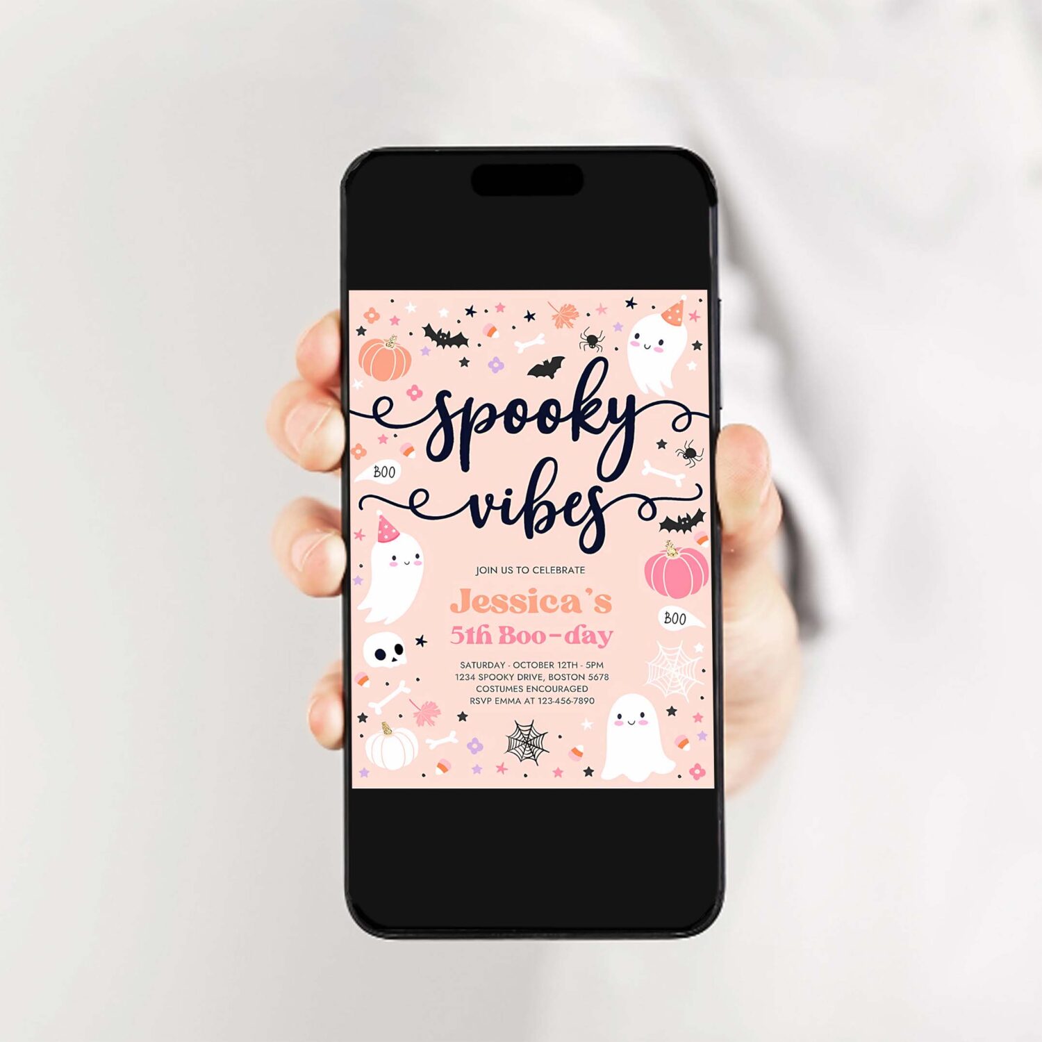 Editable spooky vibes halloween ghost any age birthday party invitation ghost spooky birthday party spooktacular party instant download ds 2