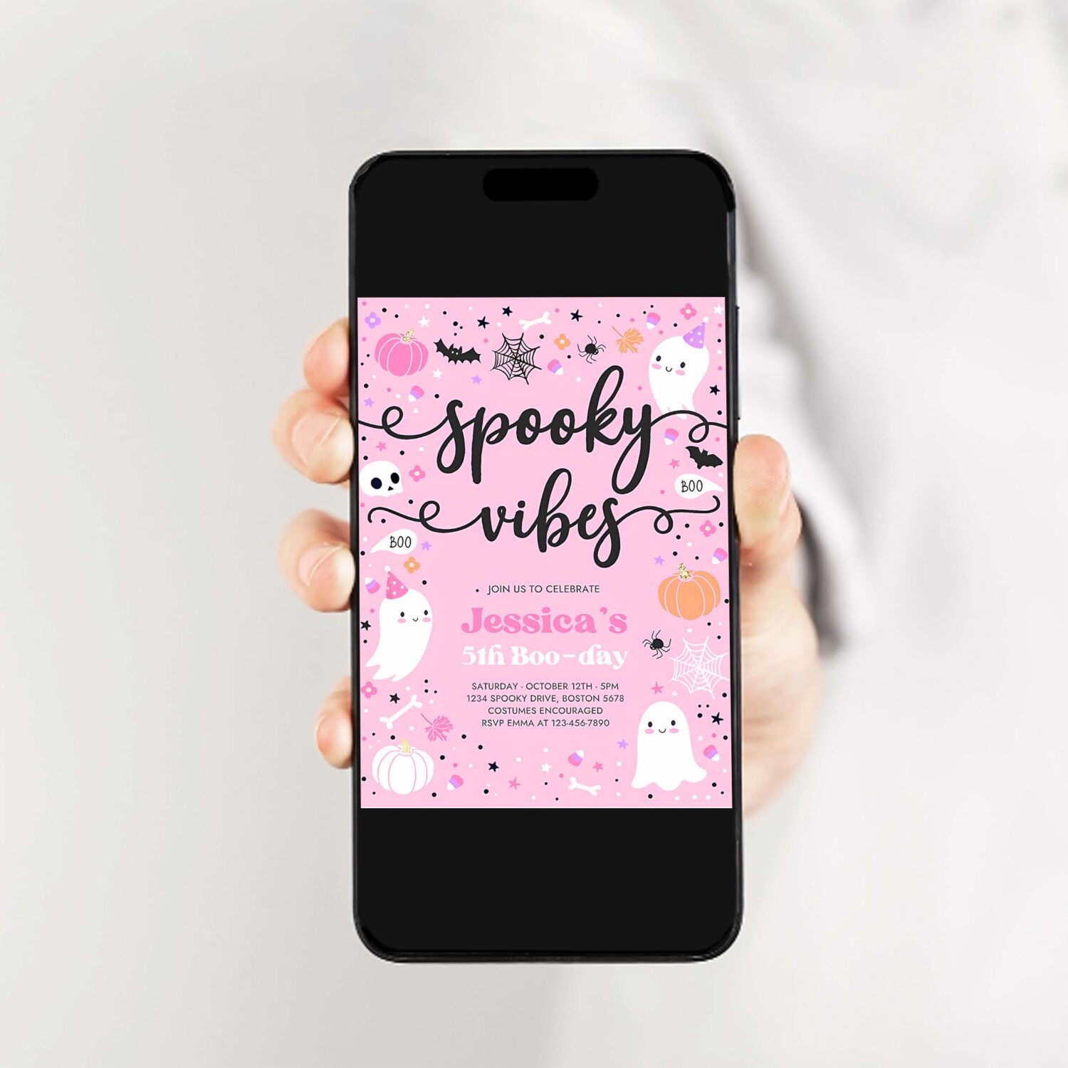 Editable spooky vibes halloween ghost any age birthday party invitation ghost spooky birthday party spooktacular party instant download f4 2