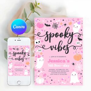 Spooky Vibes Invitation, Spooky Vibes Halloween Ghost Any Age Birthday Party Invitation Ghost Spooky Birthday Party Spooktacular Party