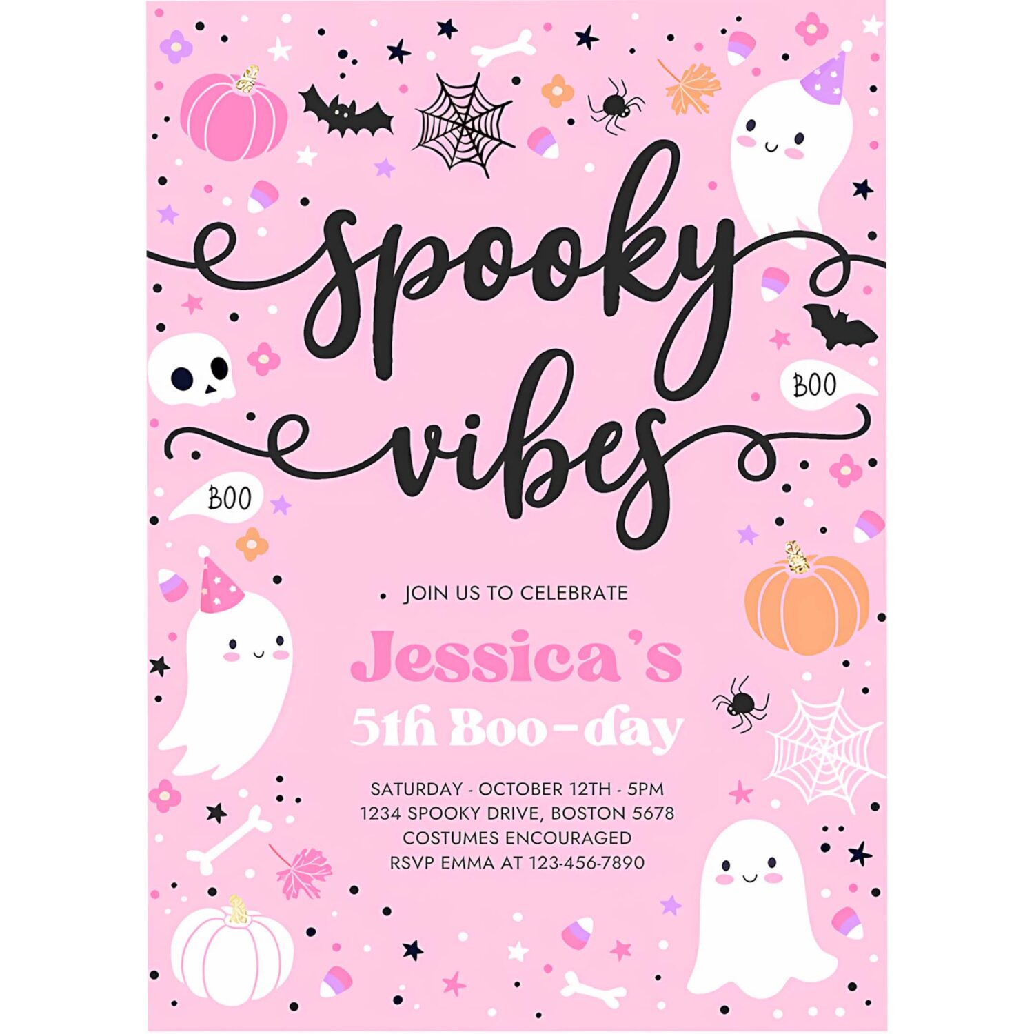 Editable spooky vibes halloween ghost any age birthday party invitation ghost spooky birthday party spooktacular party instant download f4 4