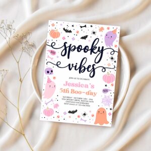 Editable spooky vibes halloween ghost any age birthday party invitation ghost spooky birthday party spooktacular party instant download f6 1