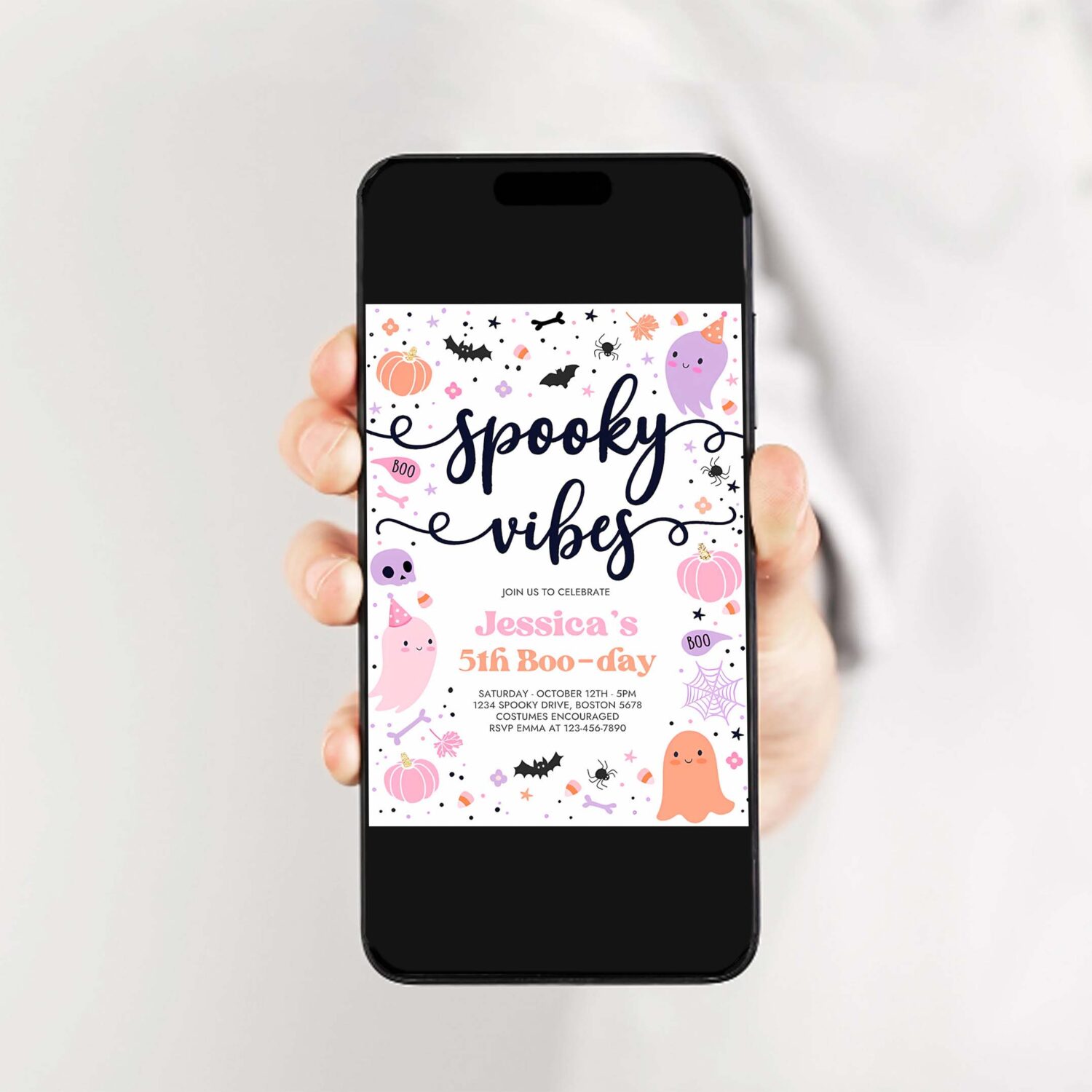 Editable spooky vibes halloween ghost any age birthday party invitation ghost spooky birthday party spooktacular party instant download f6 2