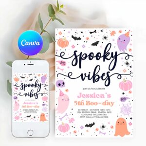 Spooky Vibes Invitation, Spooky Vibes Halloween Ghost Any Age Birthday Party Invitation Ghost Spooky Birthday Party Spooktacular Party
