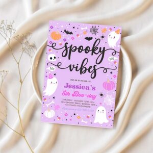 Editable spooky vibes halloween ghost any age birthday party invitation ghost spooky birthday party spooktacular party instant download l1 1